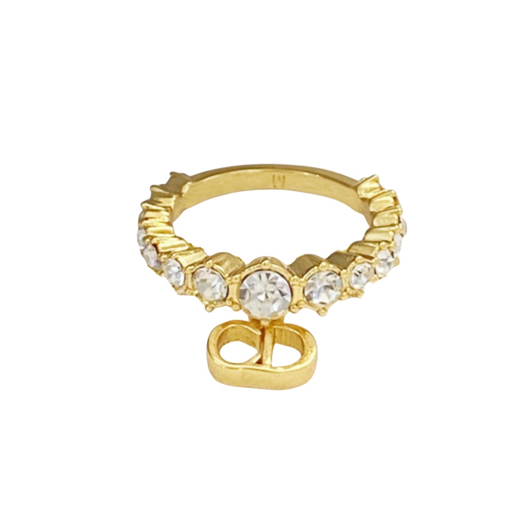 CDR029 Dior crystal ring with CD Charm - ccjewelryacc