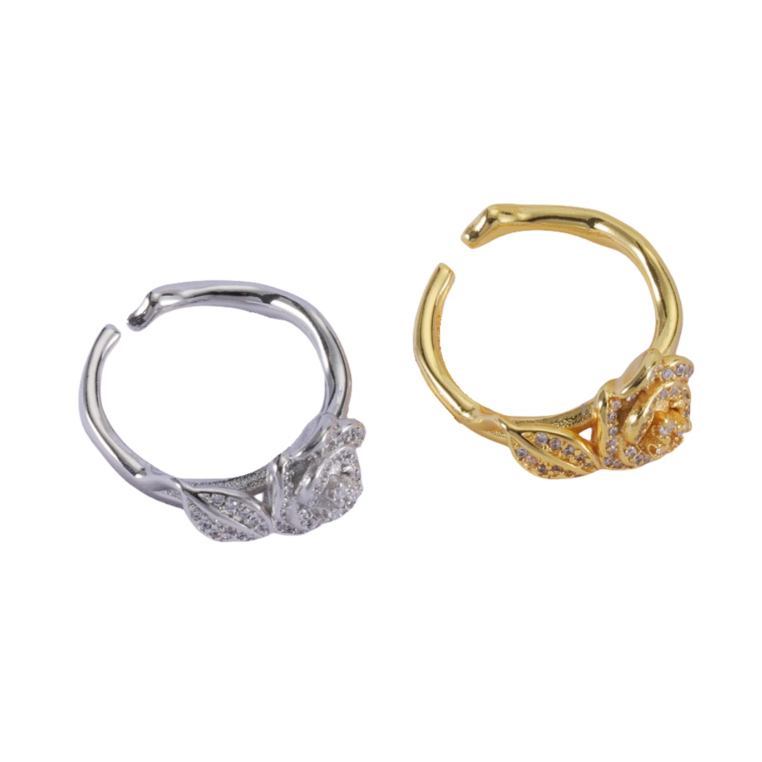 CDR031 Dior camellia flower ring - ccjewelryacc