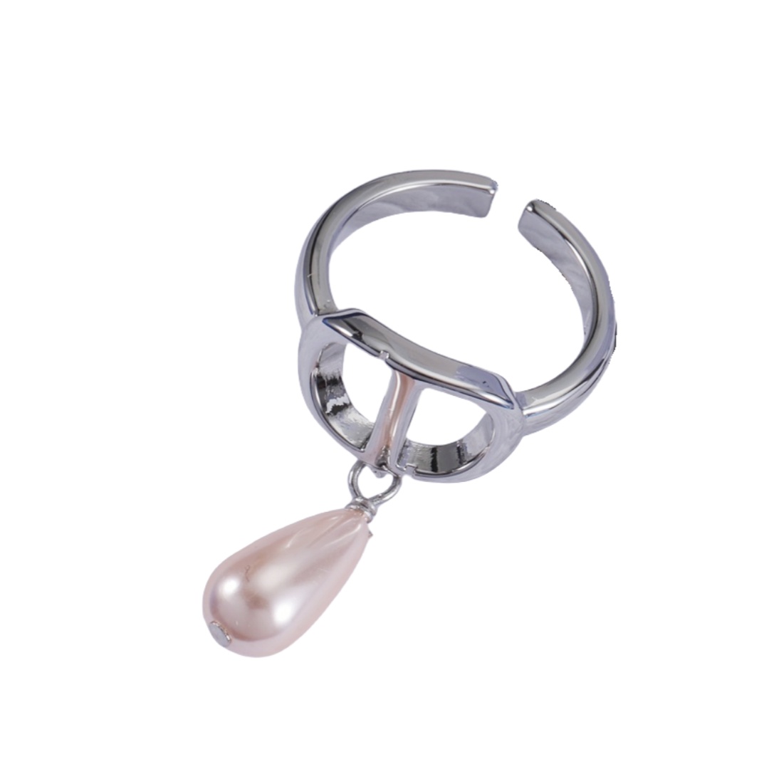 CDR037 CD Ring with drop pearl charm - ccjewelryacc