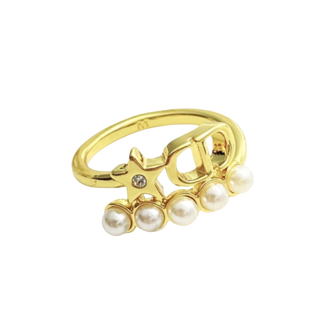CDR032 Metal CD Star pearl ring - ccjewelryacc