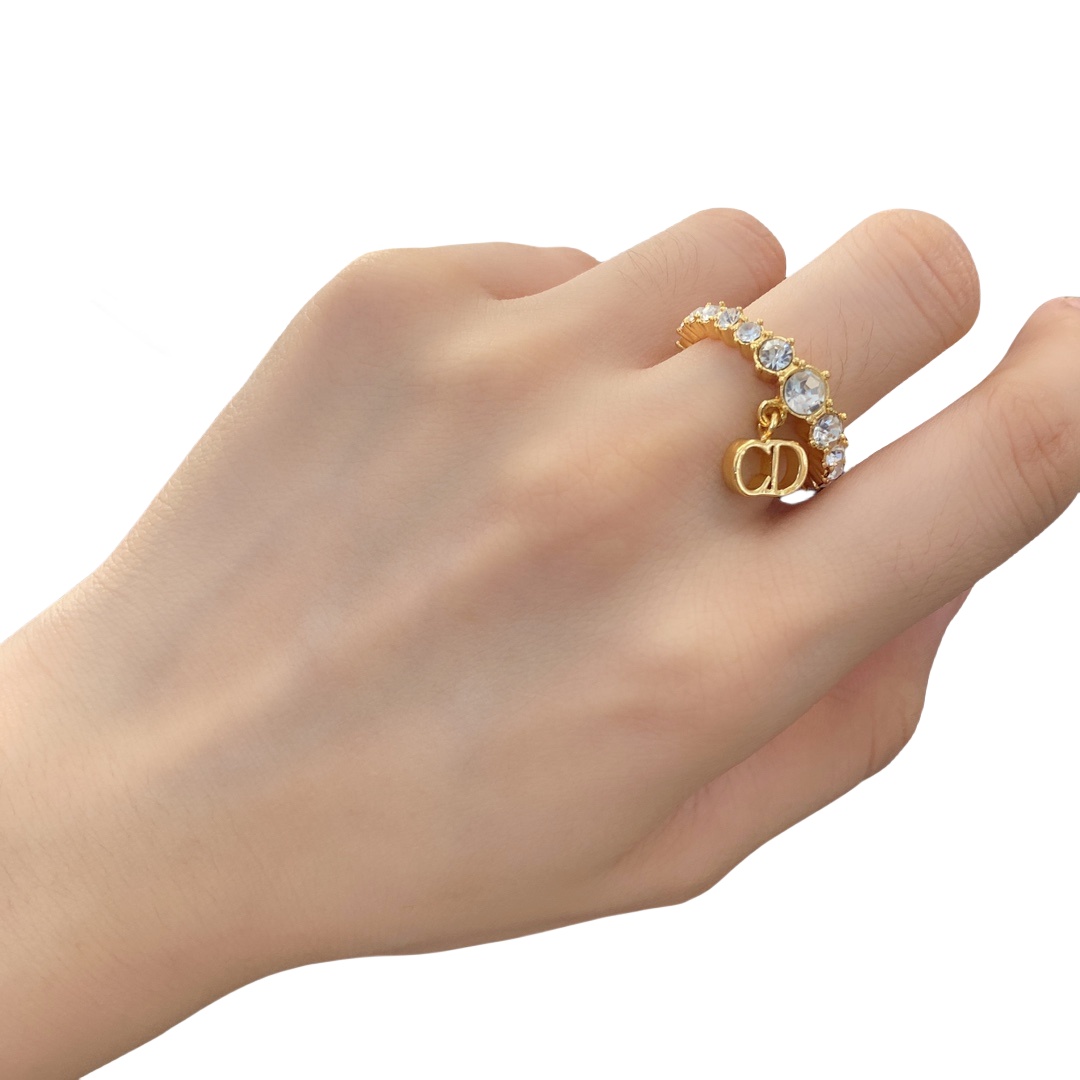 CDR029 Dior crystal ring with CD Charm - ccjewelryacc