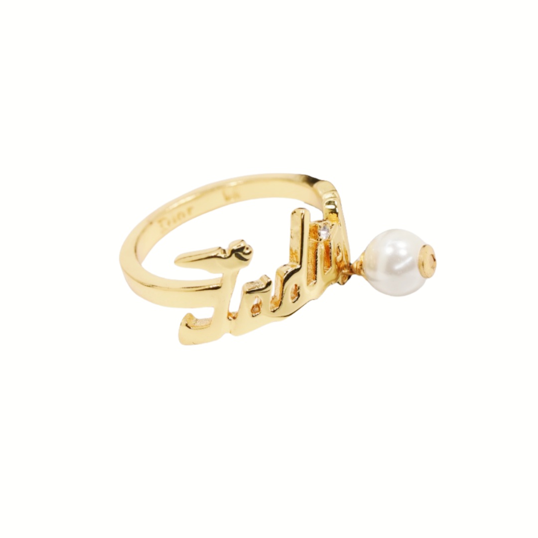 CDR021 Ja dior ring in metal and pearl - ccjewelryacc