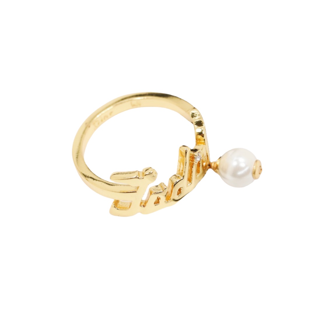 CDR021 Ja dior ring in metal and pearl - ccjewelryacc