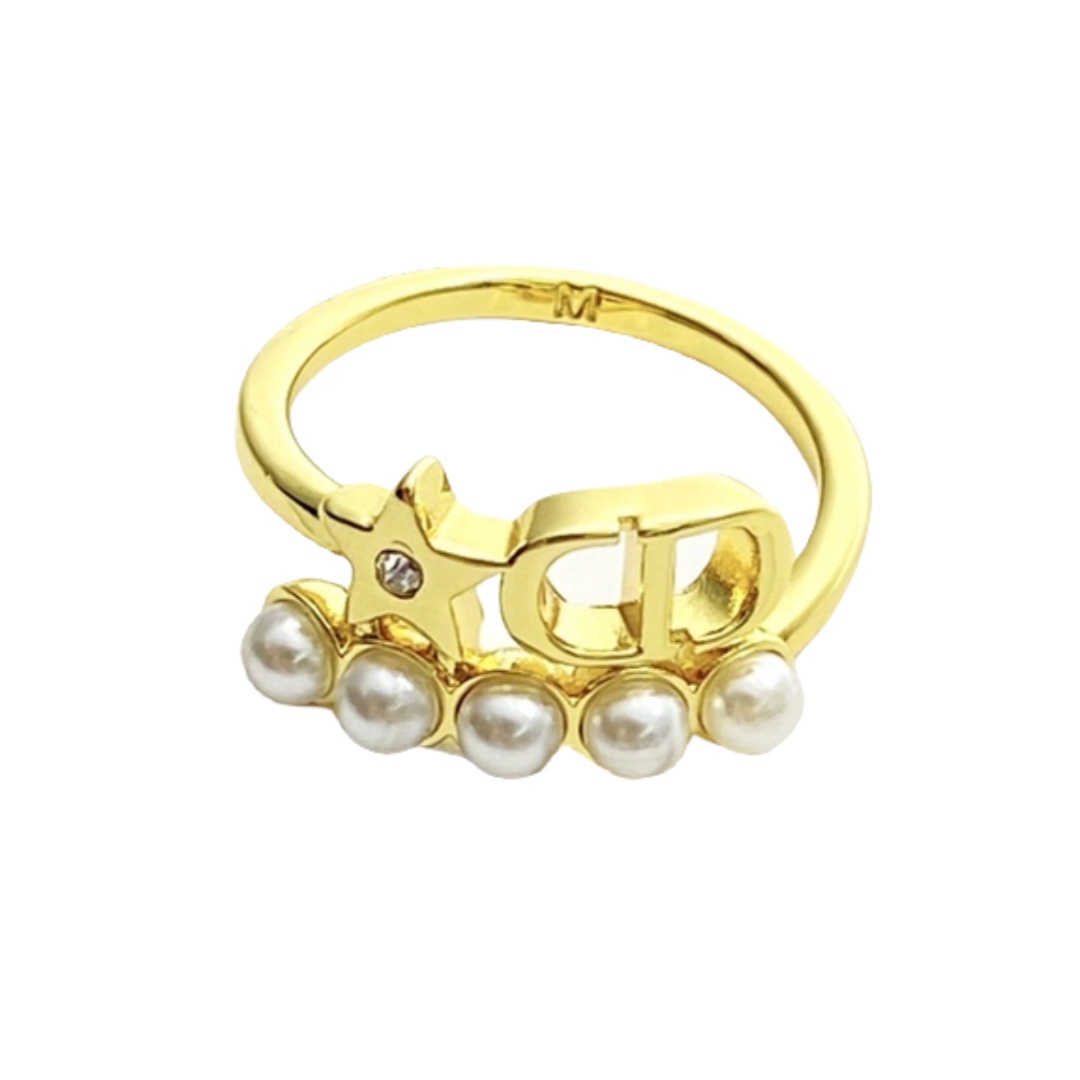 CDR032 Metal CD Star pearl ring - ccjewelryacc