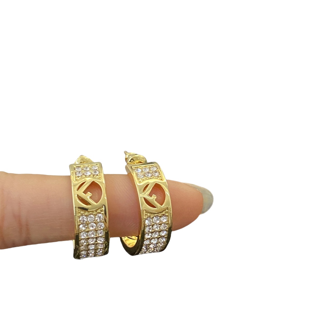 FDE054 fendi crystal hoop earrings - ccjewelryacc