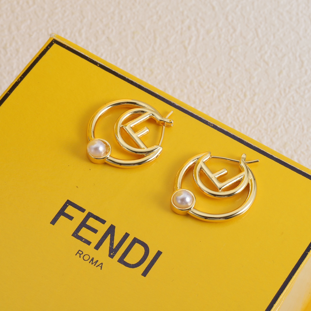 FDE028 Fendi f is fendi hoop earrings - ccjewelryacc
