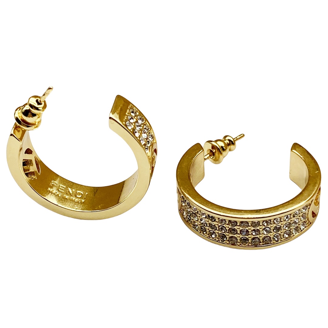 FDE054 fendi crystal hoop earrings - ccjewelryacc