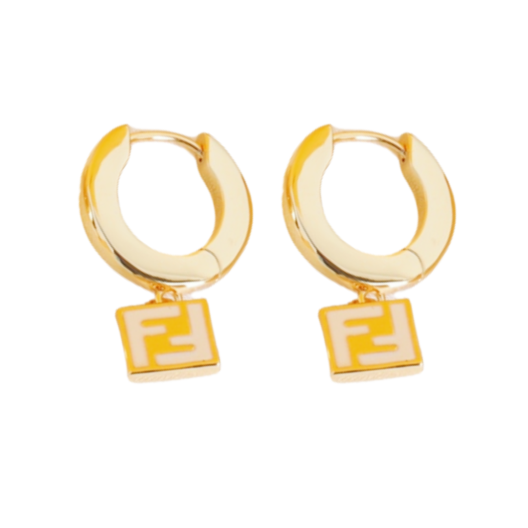 FDE059 Enamel Fendi drop earrings - ccjewelryacc