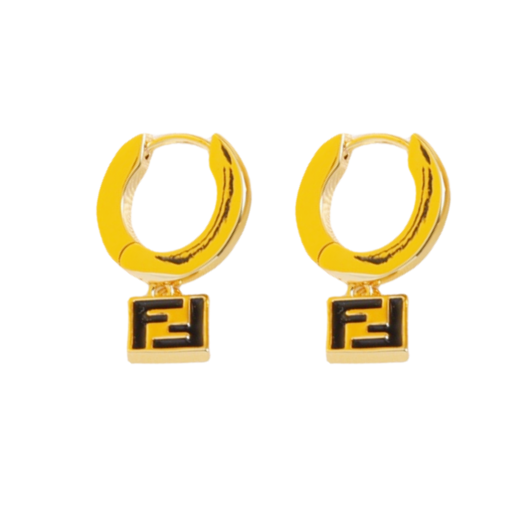 FDE059 Enamel Fendi drop earrings - ccjewelryacc
