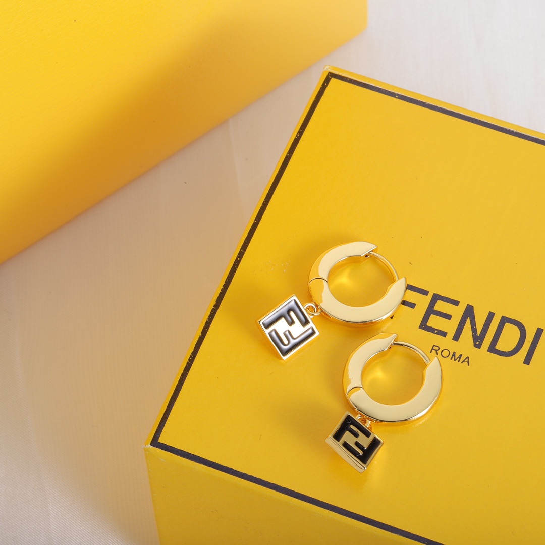 FDE059 Enamel Fendi drop earrings - ccjewelryacc