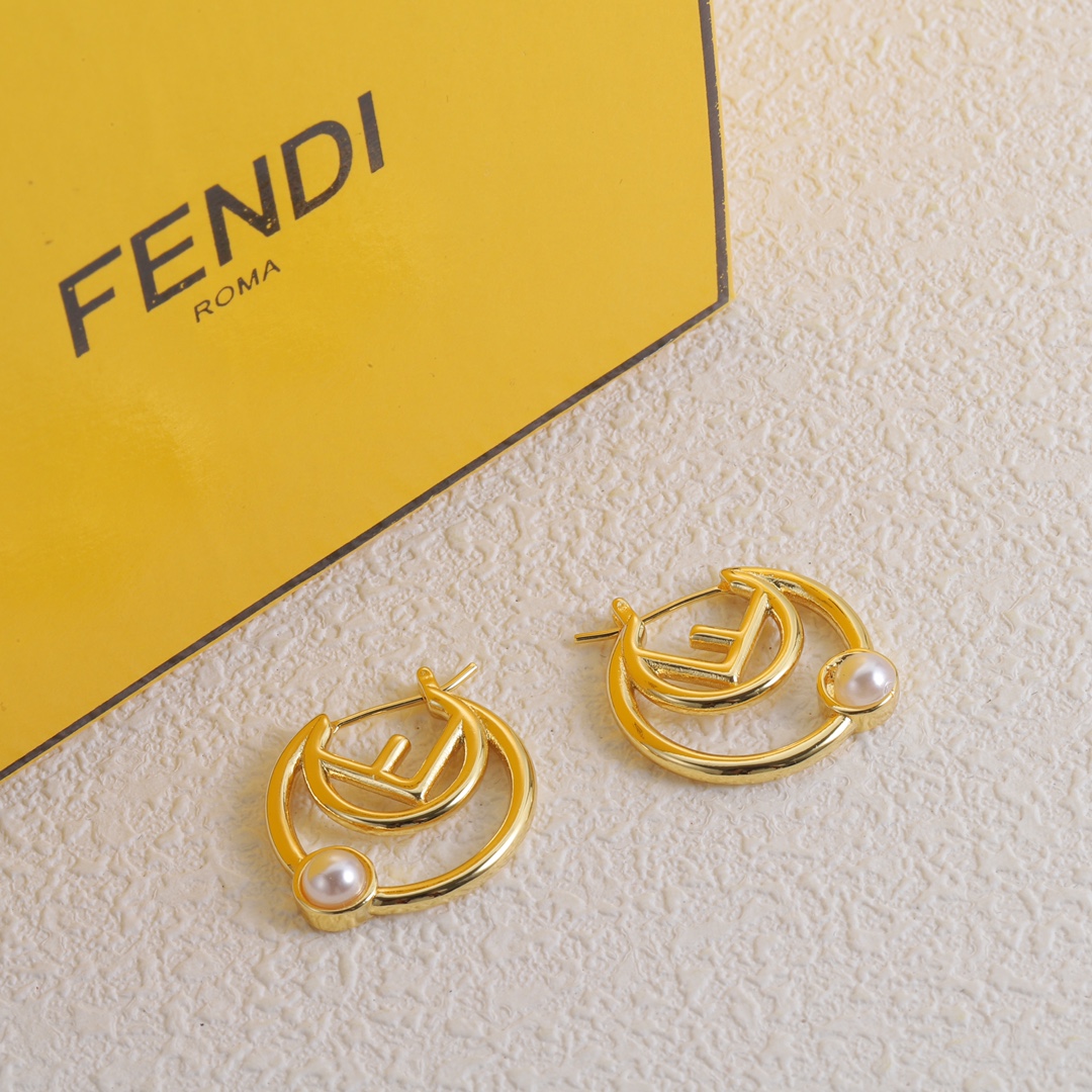 FDE028 Fendi f is fendi hoop earrings - ccjewelryacc