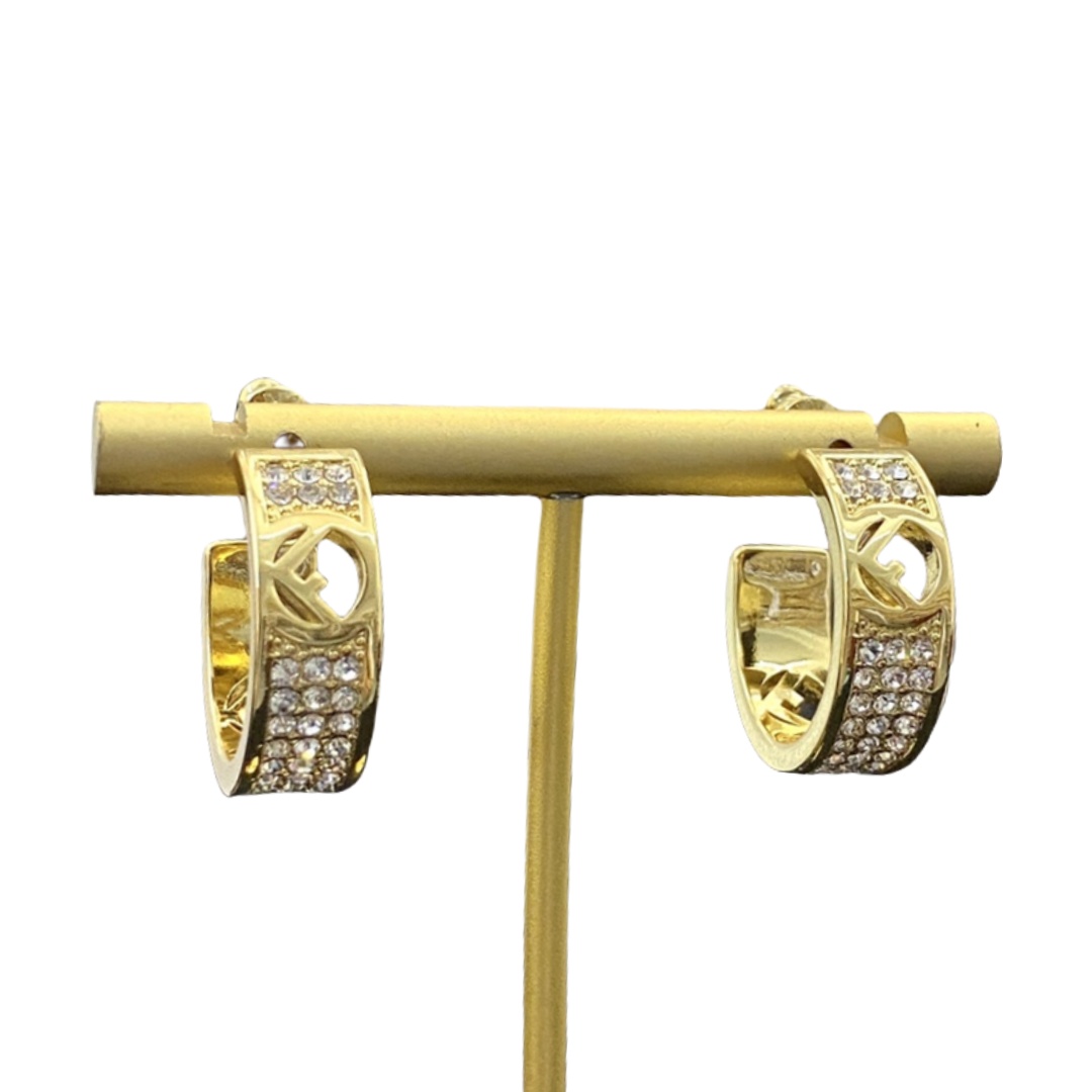 FDE054 fendi crystal hoop earrings - ccjewelryacc