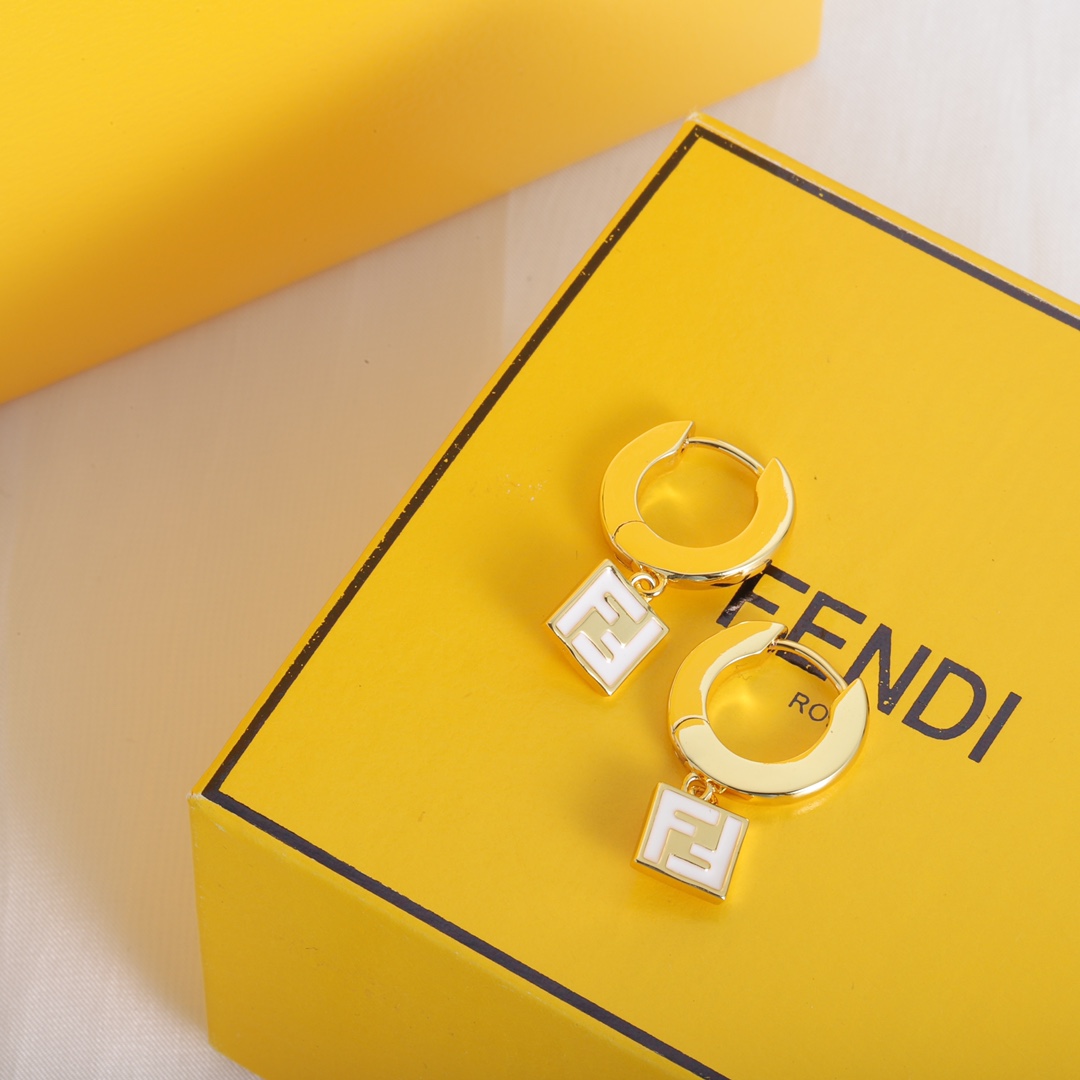 FDE059 Enamel Fendi drop earrings - ccjewelryacc