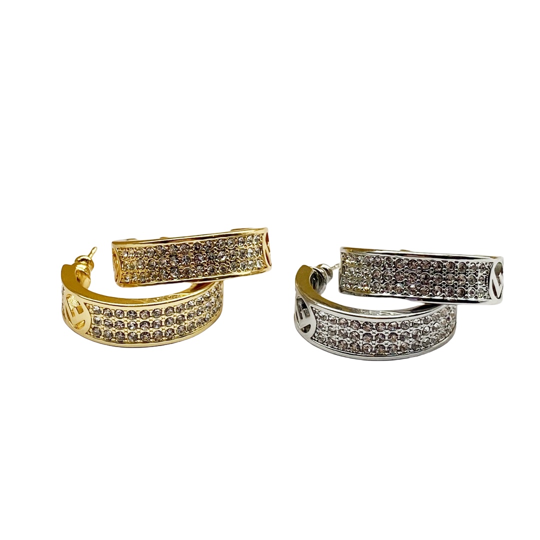 FDE054 fendi crystal hoop earrings - ccjewelryacc