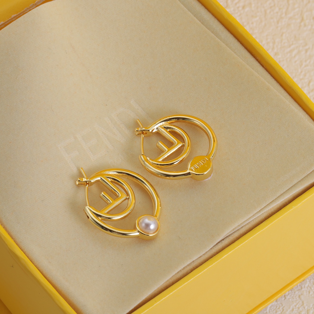 FDE028 Fendi f is fendi hoop earrings - ccjewelryacc