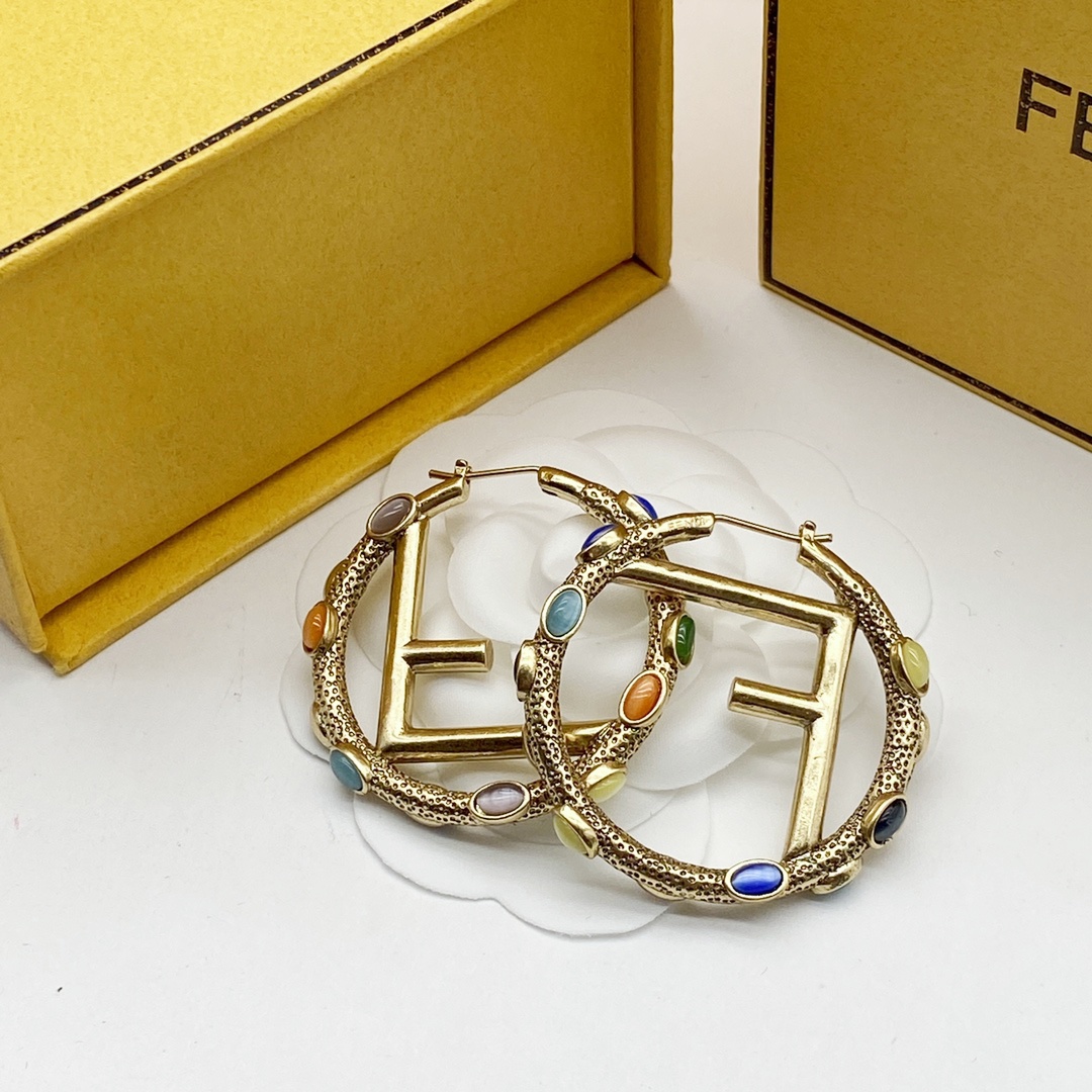 FDE046 Fendi hoop earrings - ccjewelryacc