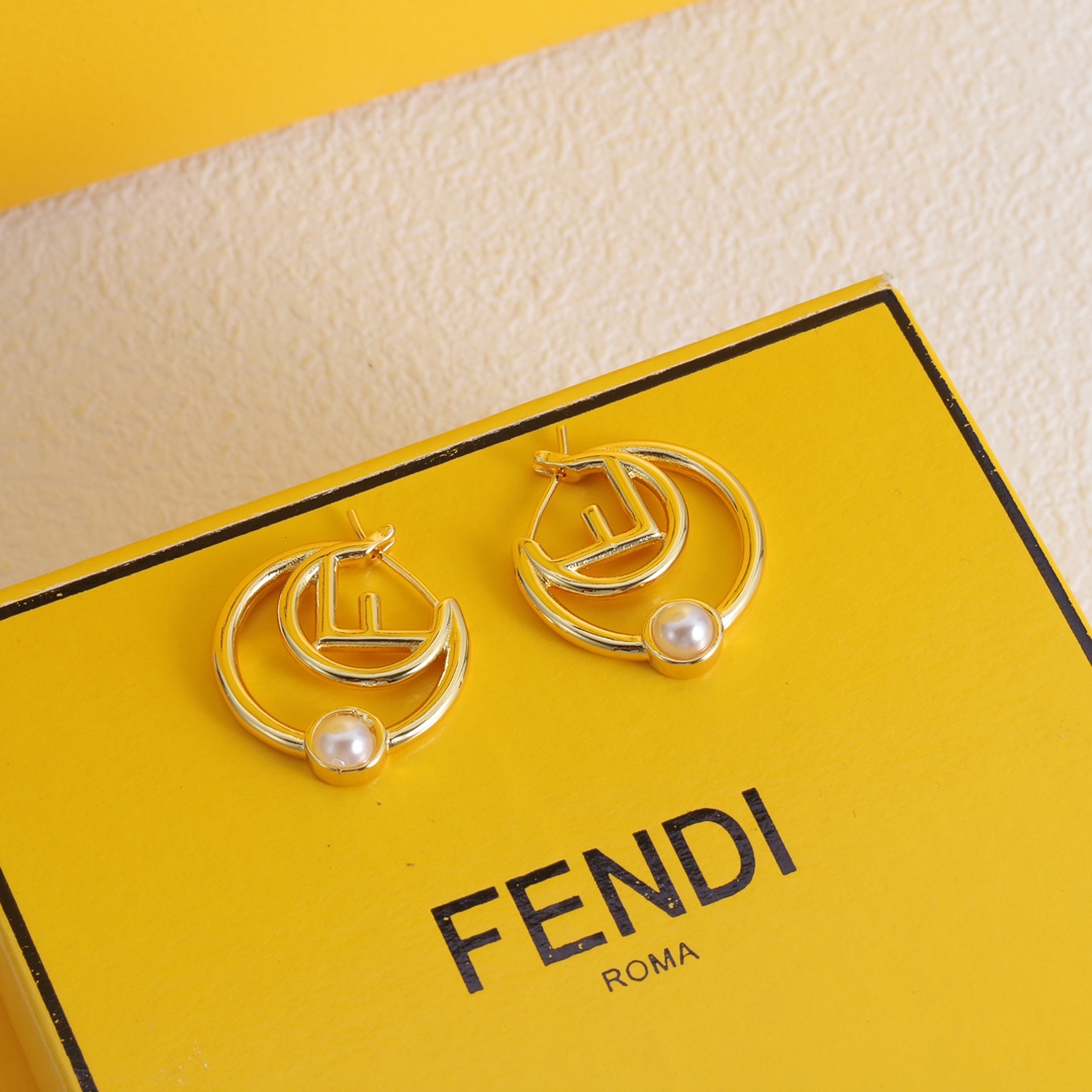 FDE028 Fendi f is fendi hoop earrings - ccjewelryacc