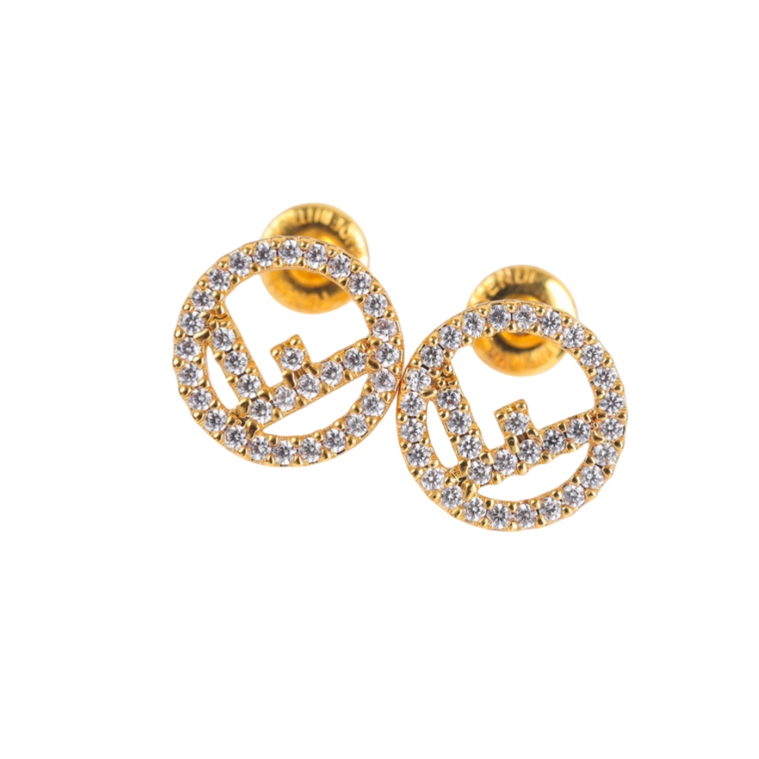 FDE038 Fendi Logo stud earrings - ccjewelryacc