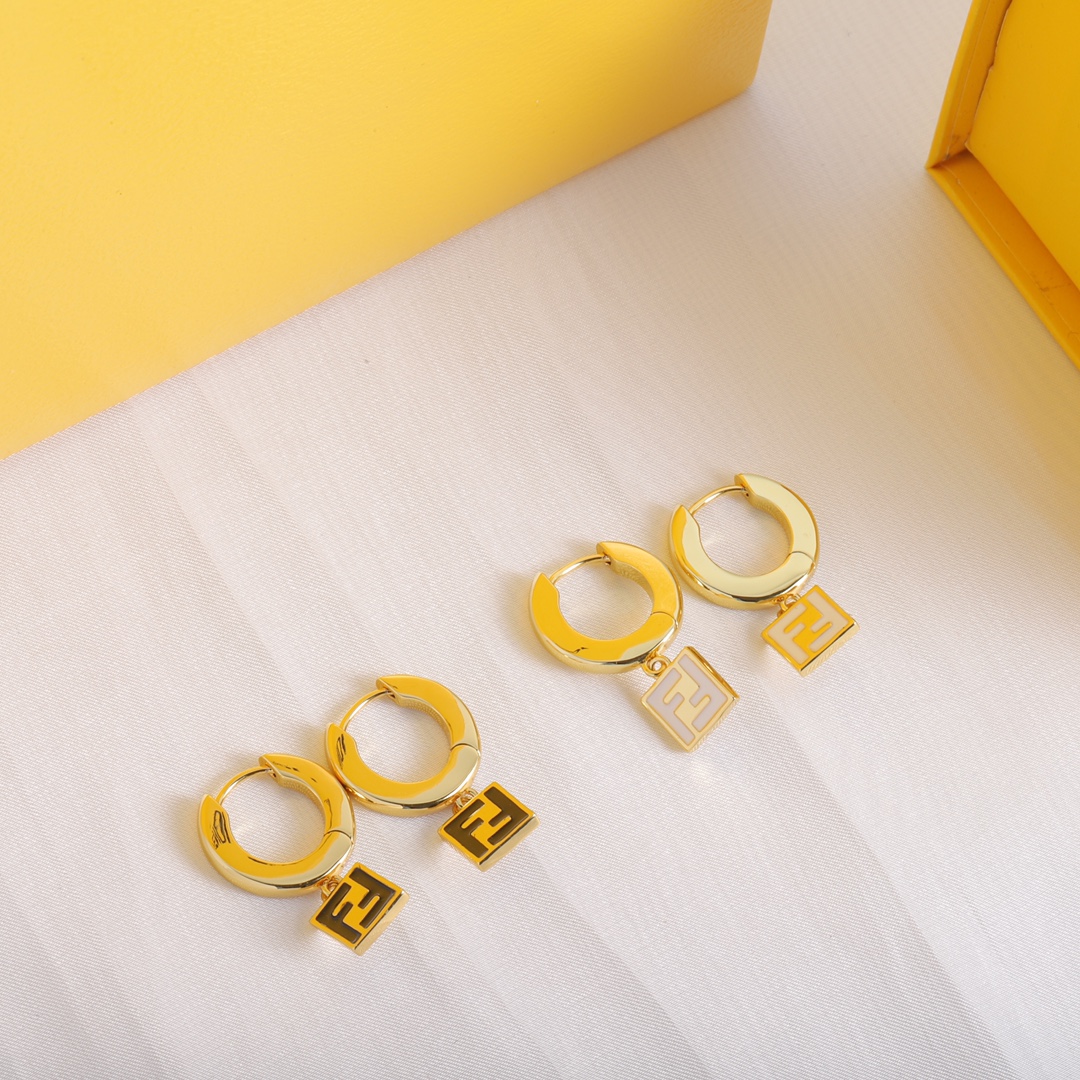 FDE059 Enamel Fendi drop earrings - ccjewelryacc