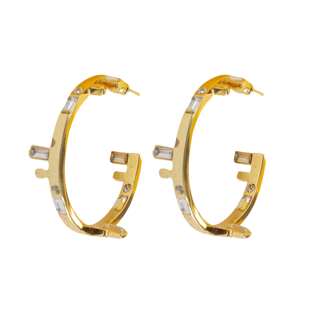 FDE040 Fendi gold hoop earrings - ccjewelryacc