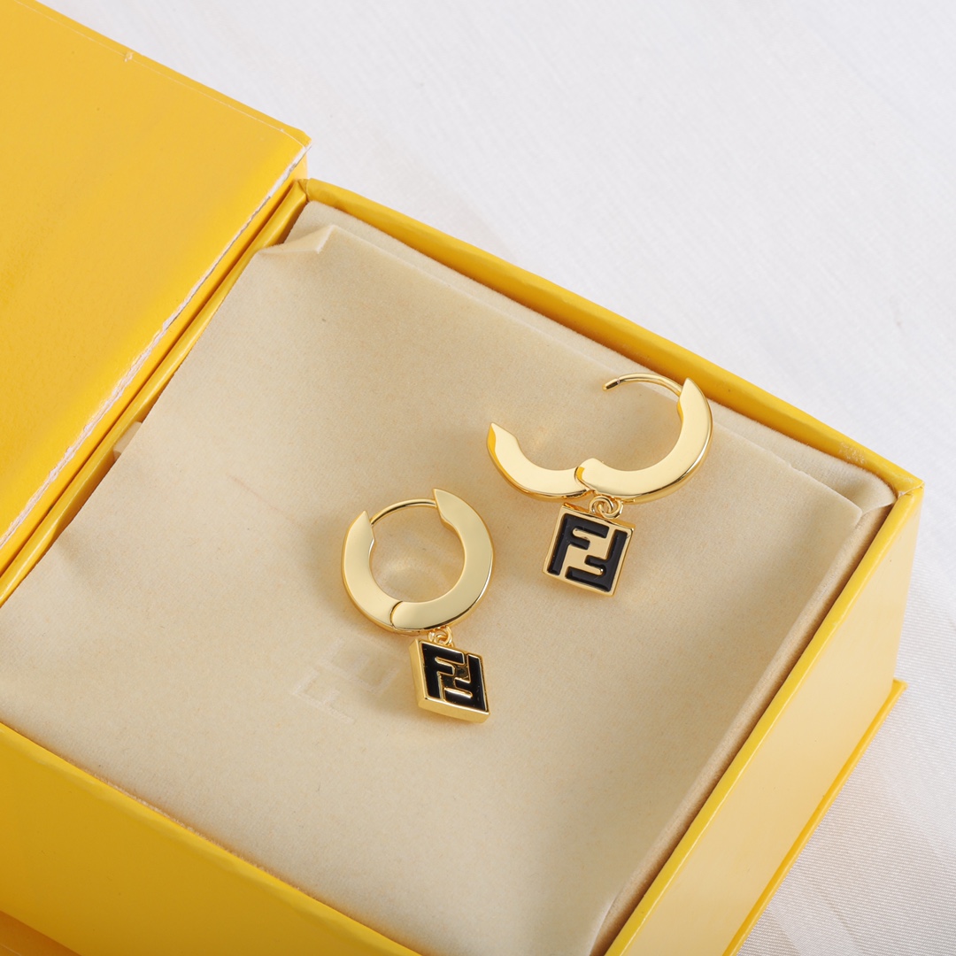 FDE059 Enamel Fendi drop earrings - ccjewelryacc