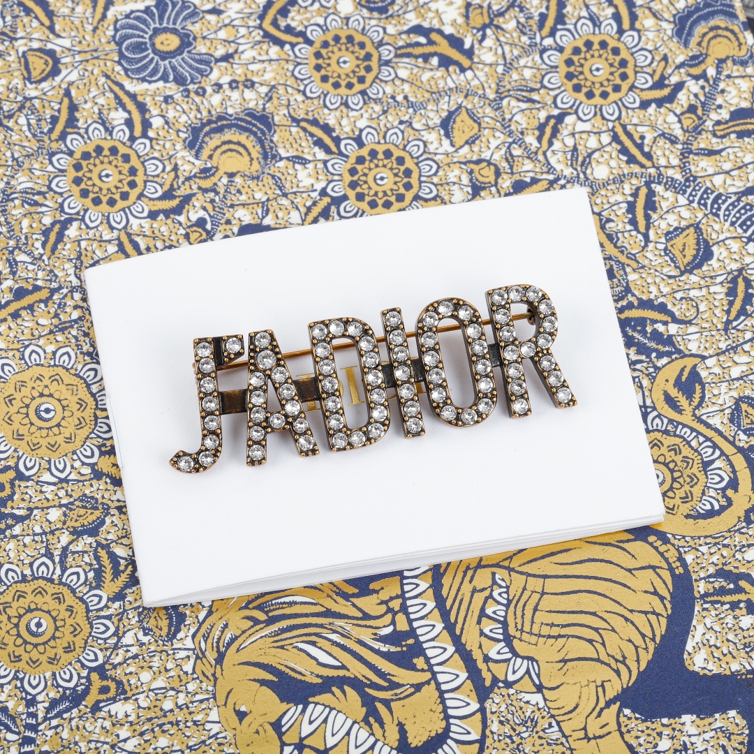 CDB046 Vintage J adior brooch in metal and crystal - ccjewelryacc