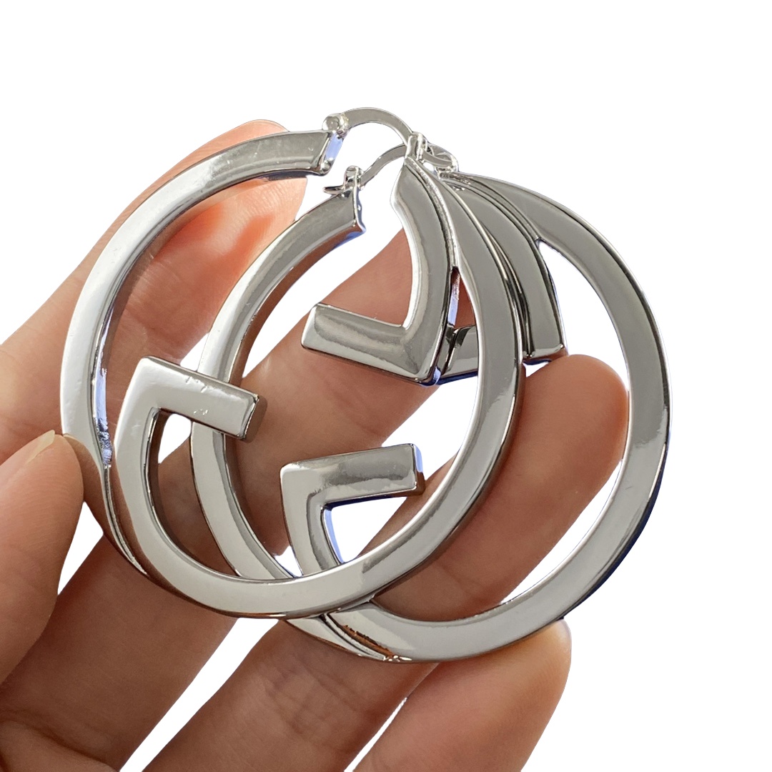 GGE132 Gucci GG Interlocking hoop earrings - ccjewelryacc