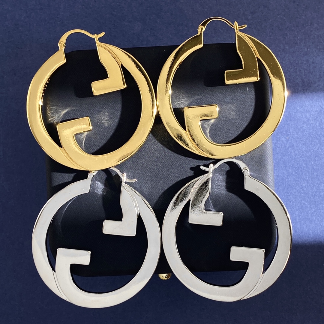 GGE132 Gucci GG Interlocking hoop earrings - ccjewelryacc