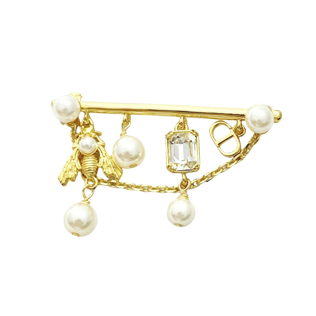 CDB049 Dior bee pearl cd charms brooch pin - ccjewelryacc