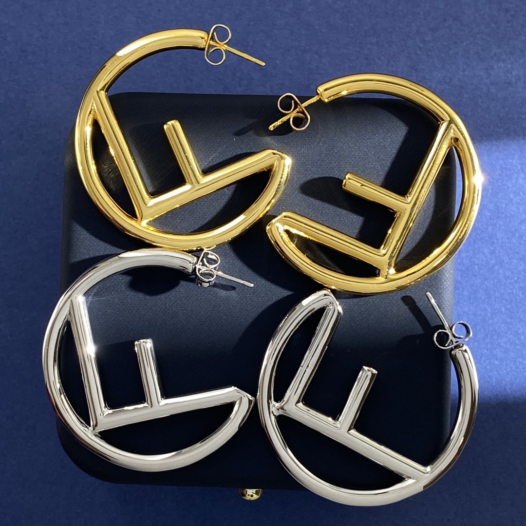 FDE032 Fendi F hoop earrings - ccjewelryacc