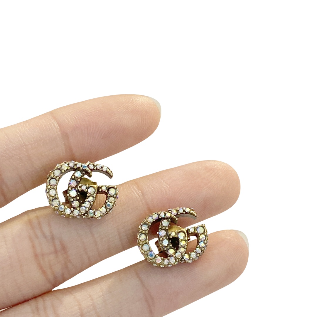 GGE053 Colorful  crystal GG Drop earrings - ccjewelryacc