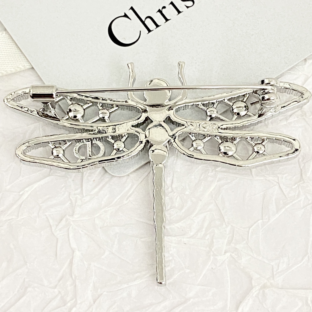 CDB084 Crystal and pearls Dragonfly brooch pin - ccjewelryacc