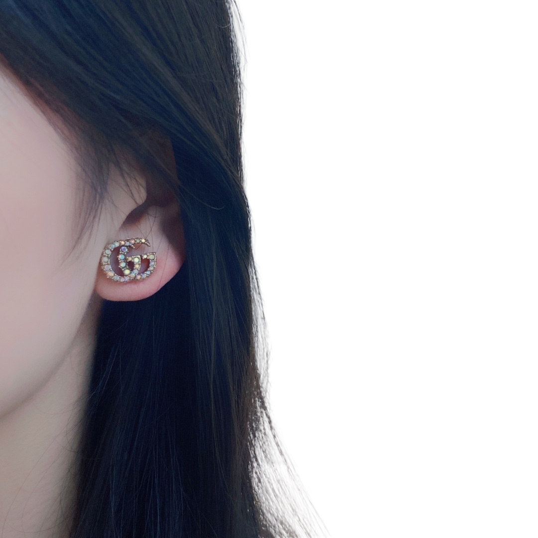 GGE053 Colorful  crystal GG Drop earrings - ccjewelryacc