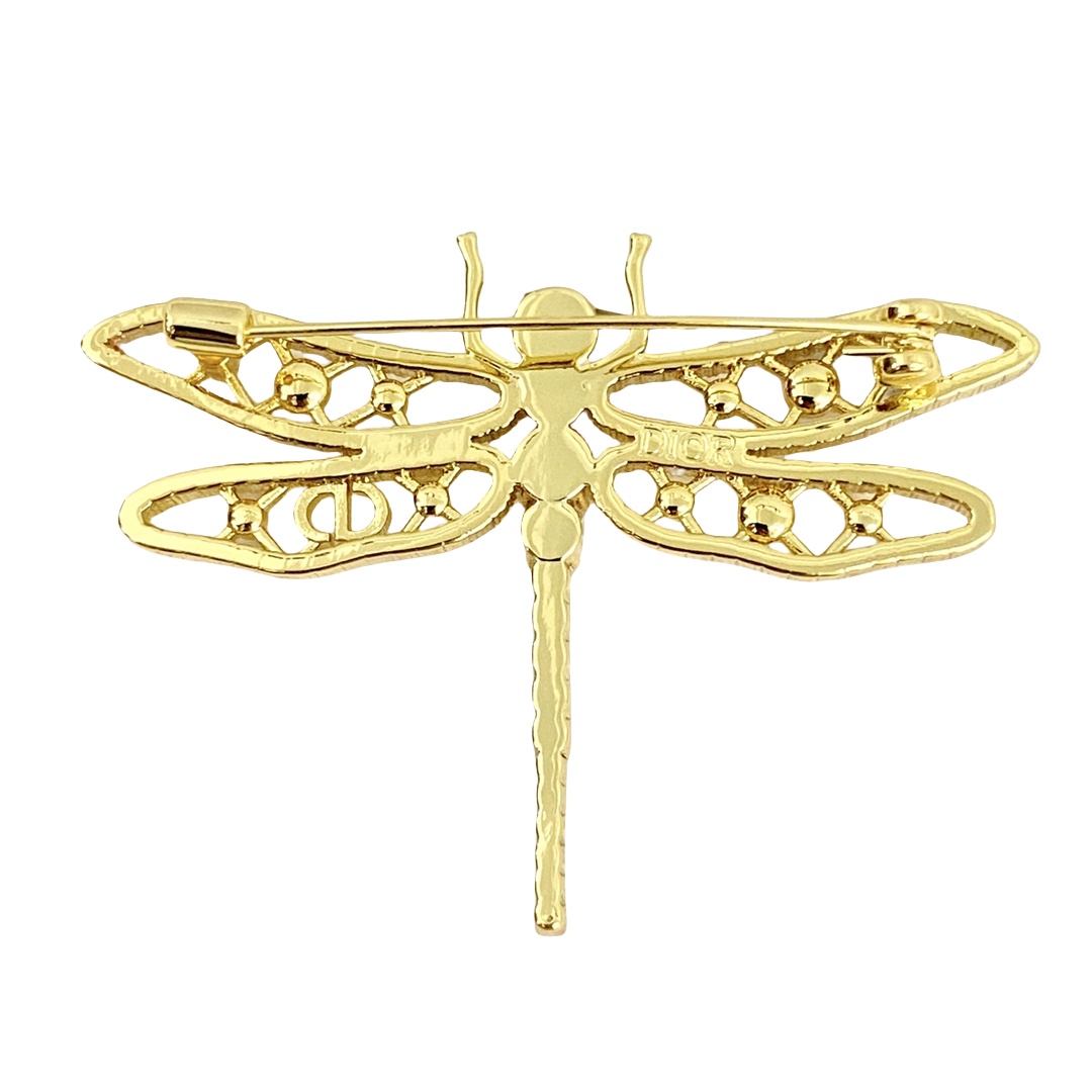 CDB084 Crystal and pearls Dragonfly brooch pin - ccjewelryacc