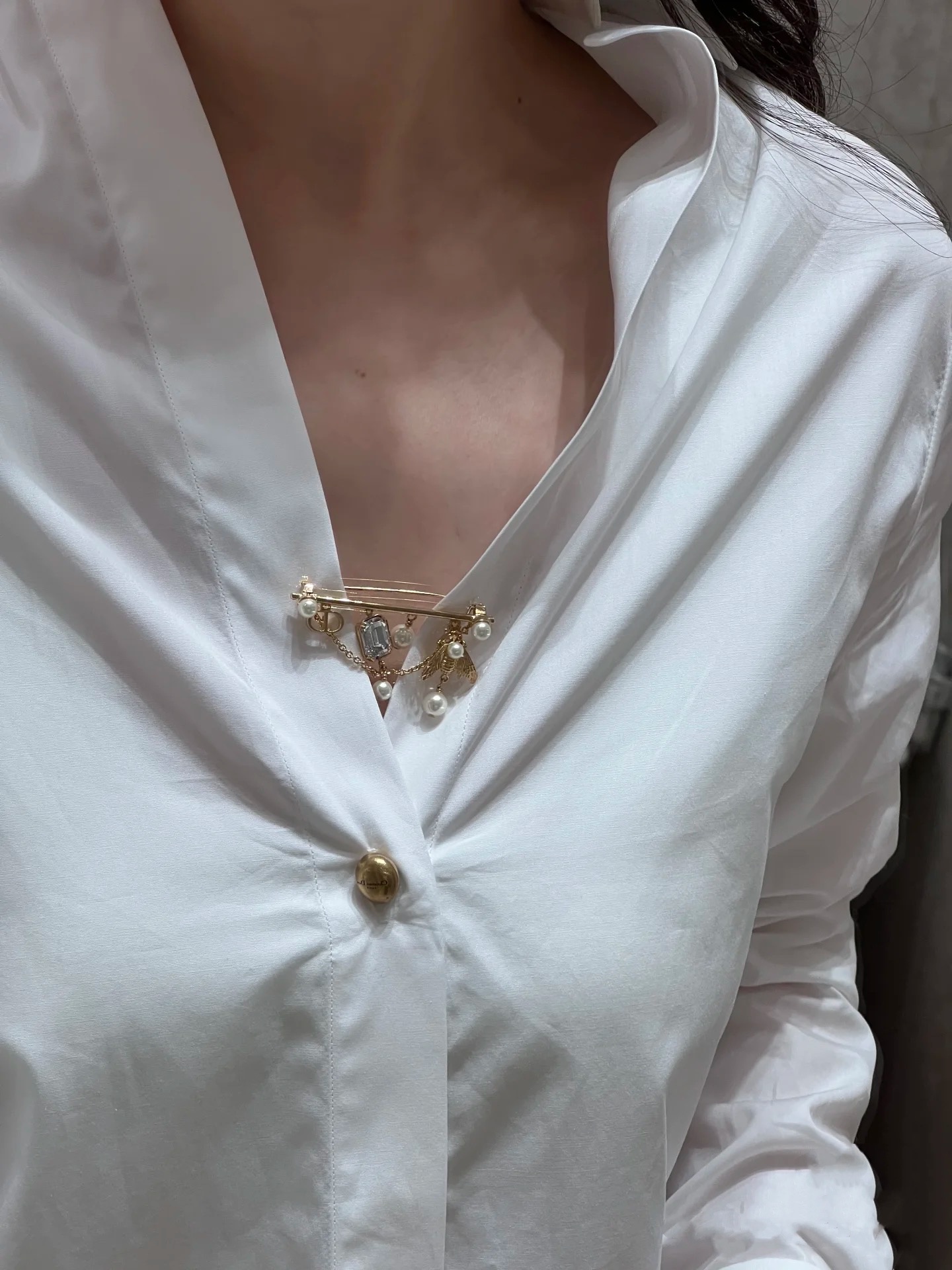 CDB049 Dior bee pearl cd charms brooch pin - ccjewelryacc