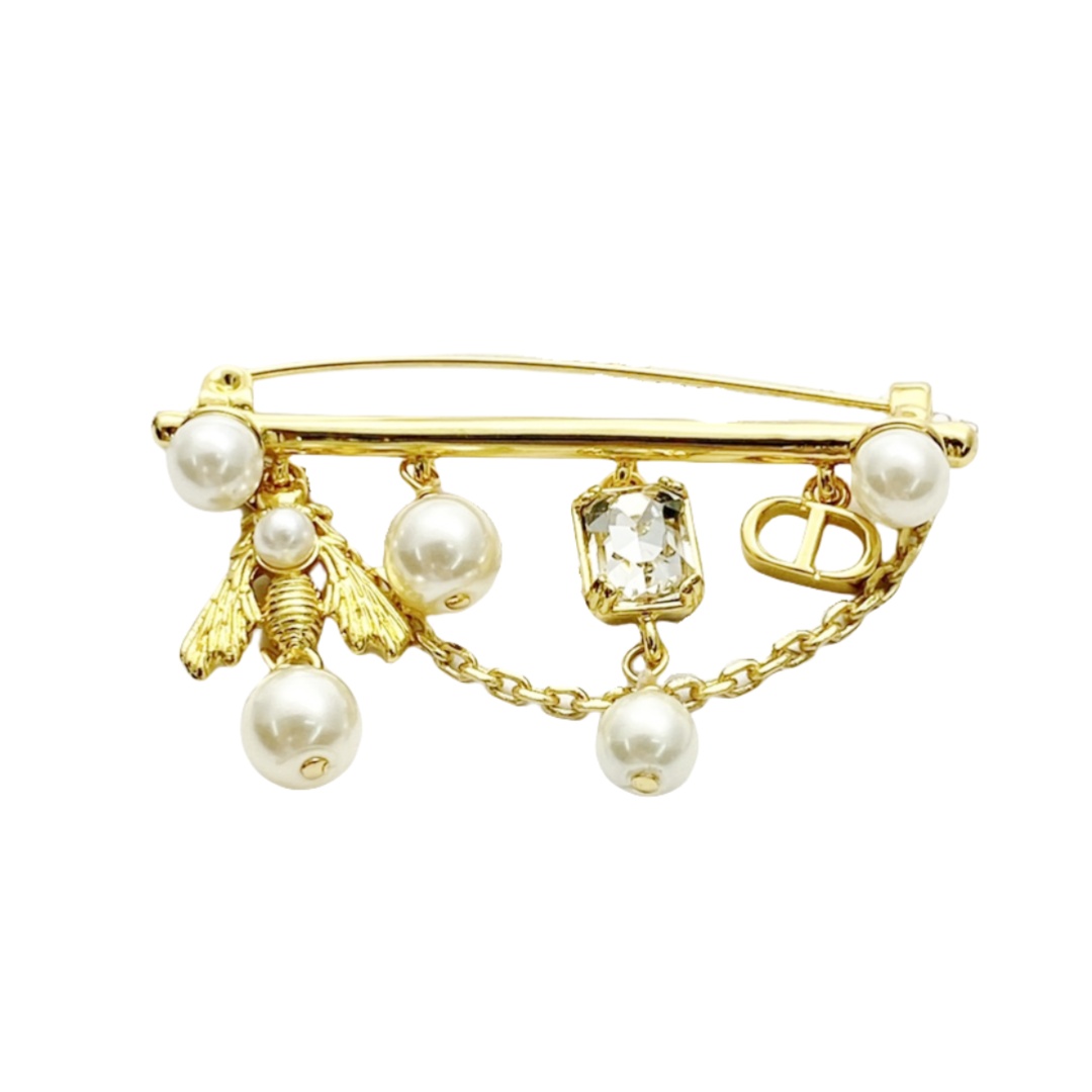 CDB049 Dior bee pearl cd charms brooch pin - ccjewelryacc