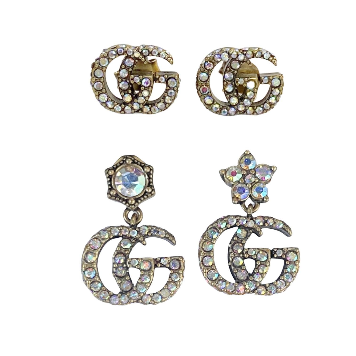 GGE053 Colorful  crystal GG Drop earrings - ccjewelryacc