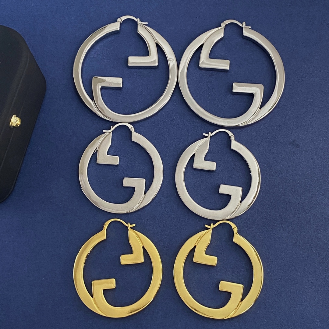 GGE132 Gucci GG Interlocking hoop earrings - ccjewelryacc