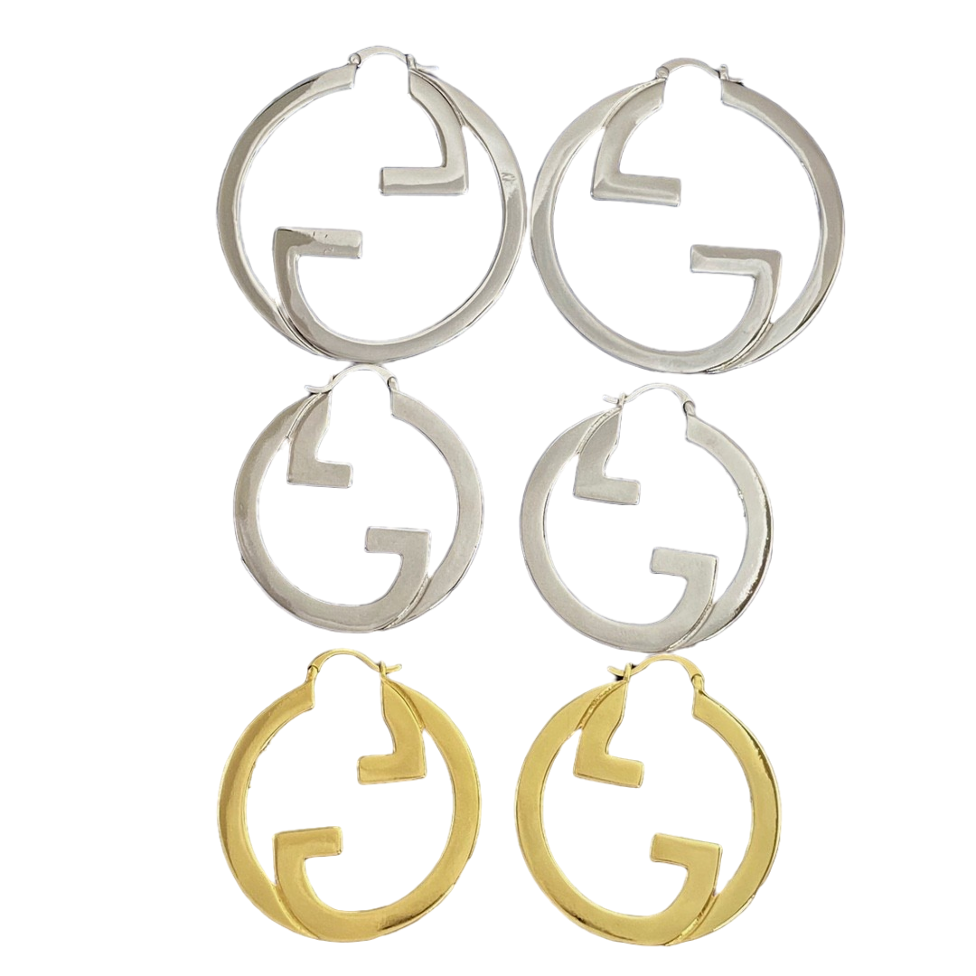 GGE132 Gucci GG Interlocking hoop earrings - ccjewelryacc