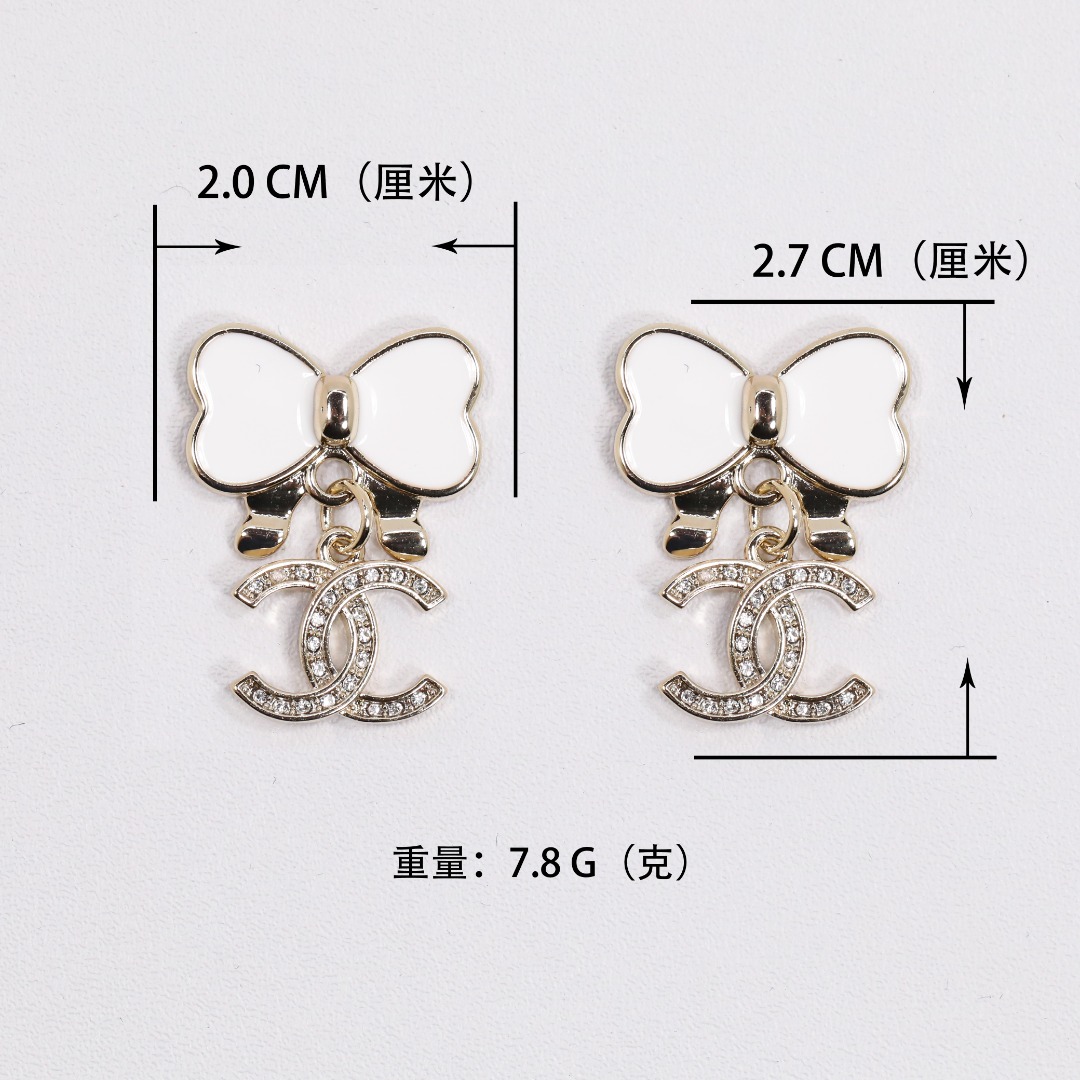 CCE209 Hollow Heart bow enamel cc drop earrings for women - ccjewelryacc