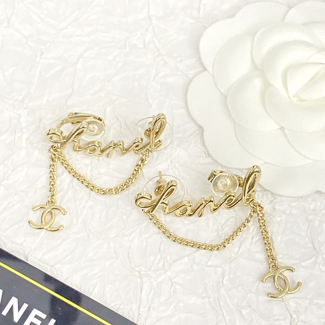 CCE727 Chanel chain tassels earrings with clip cuff - ccjewelryacc