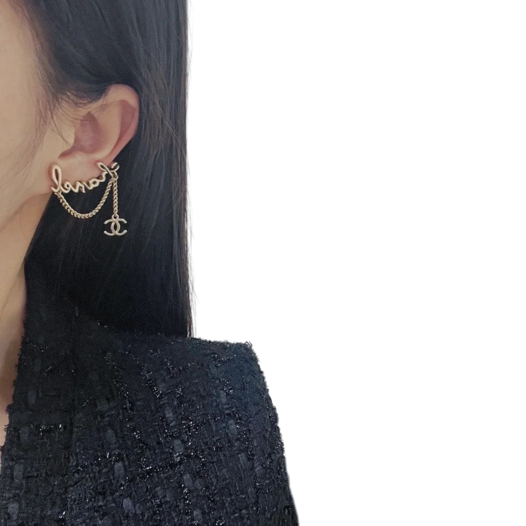 CCE727 Chanel chain tassels earrings with clip cuff - ccjewelryacc