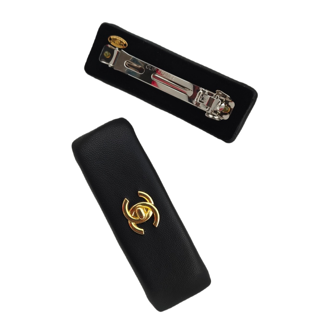 CCH017 Chanel sheepskin leather hair clips - ccjewelryacc