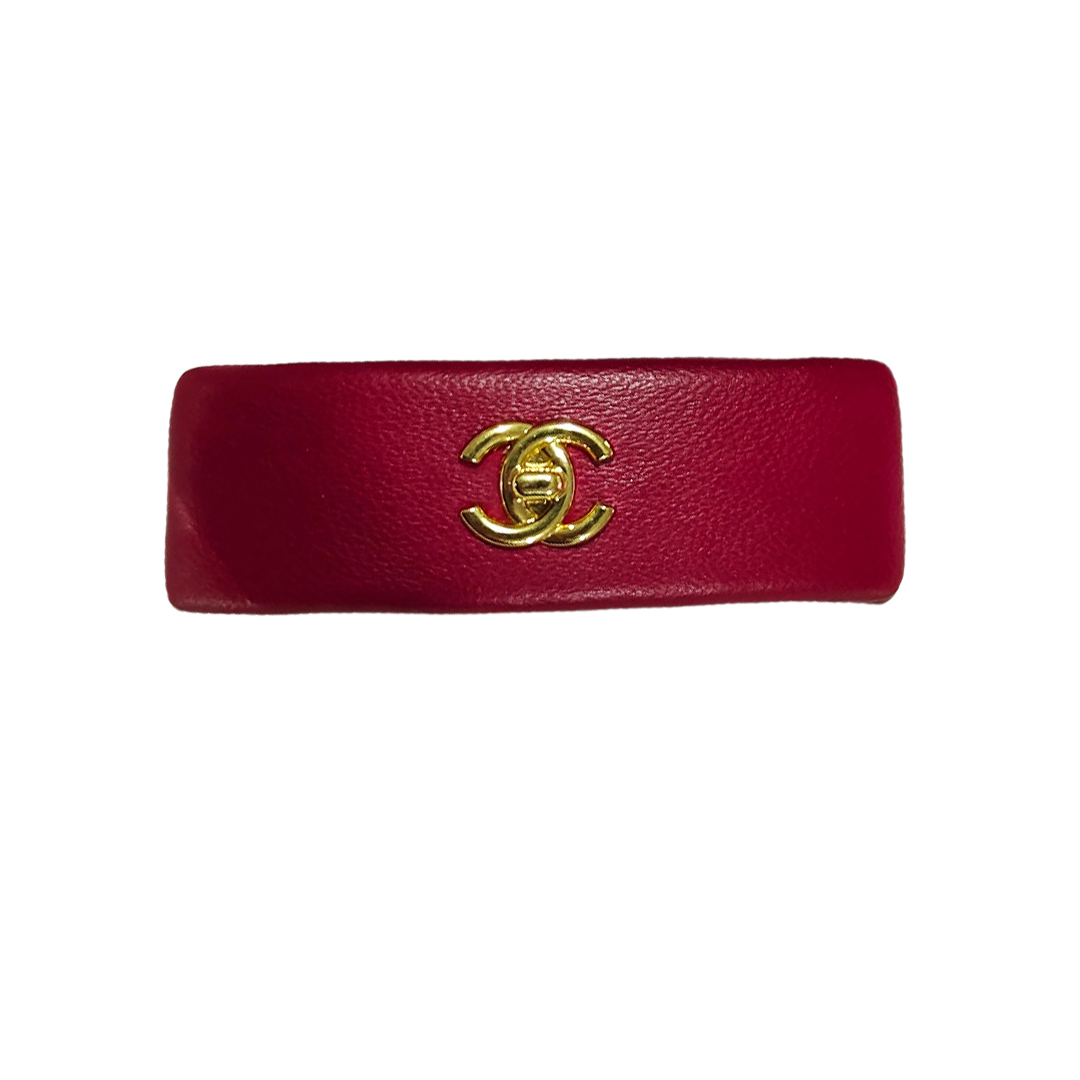 CCH017 Chanel sheepskin leather hair clips - ccjewelryacc