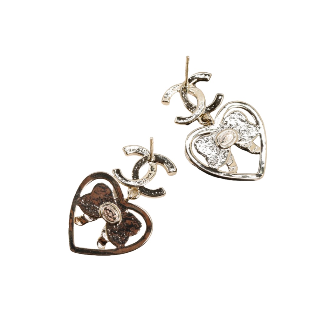 CCE209 Hollow Heart bow enamel cc drop earrings for women - ccjewelryacc