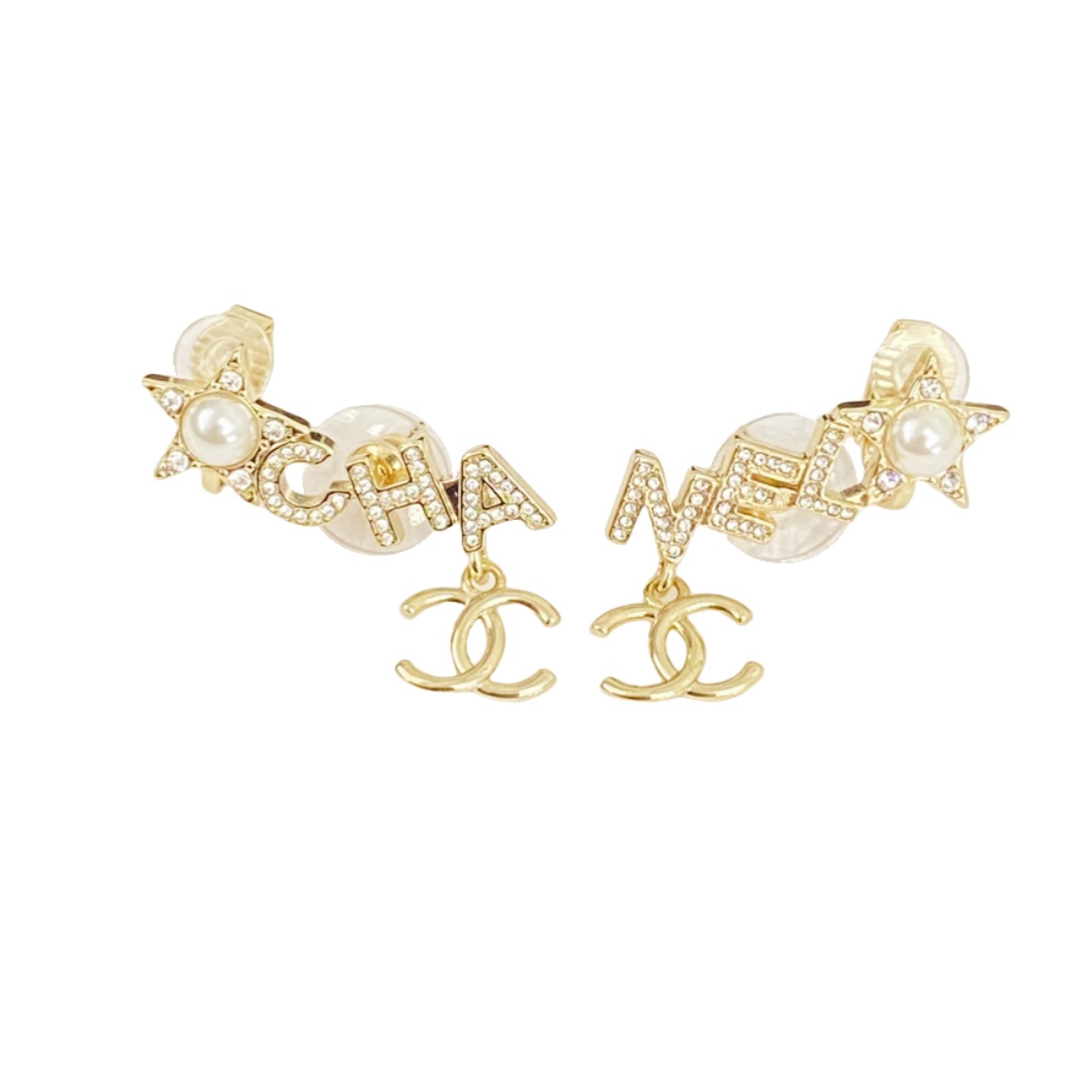 CCE227 Chanel crystal cc star earrings - ccjewelryacc