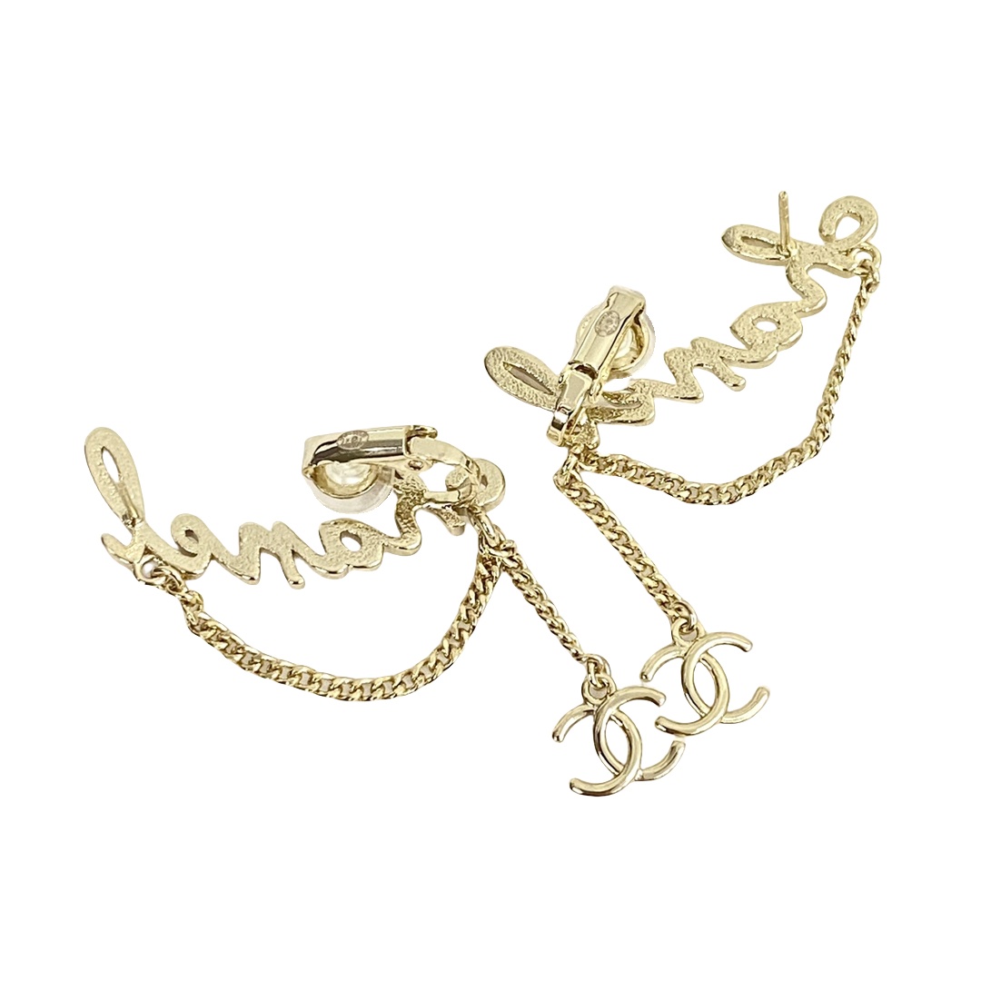 CCE727 Chanel chain tassels earrings with clip cuff - ccfashionjewelry