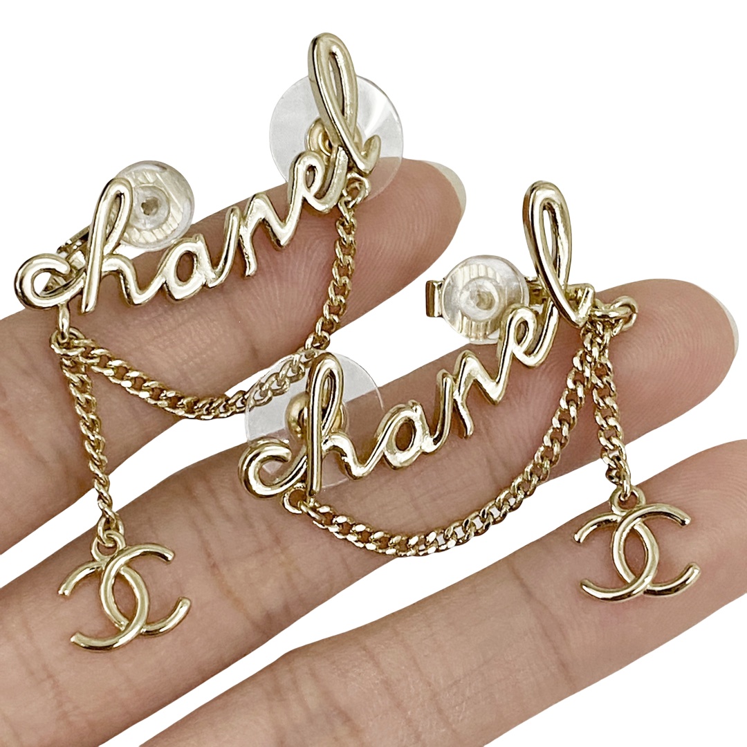 CCE727 Chanel chain tassels earrings with clip cuff - ccjewelryacc