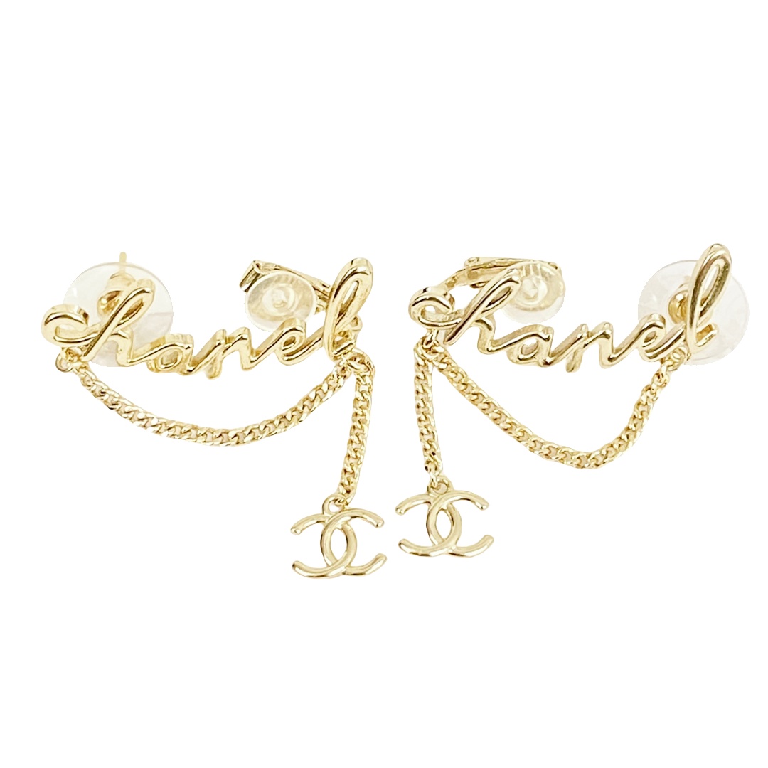 CCE727 Chanel chain tassels earrings with clip cuff - ccfashionjewelry