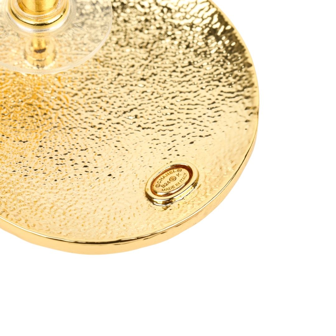 CCE006 Metal Round asymmetric embossment letters CC drop earring - ccjewelryacc